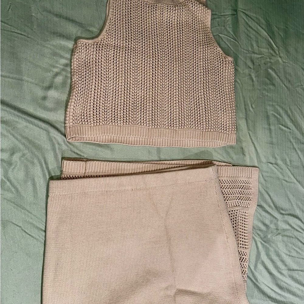 Rachel Zoe Beige Knit Skirt Set